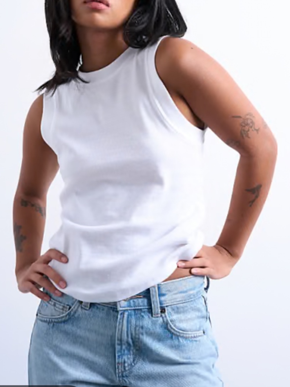 Topshop White Sleeveless Tank Top